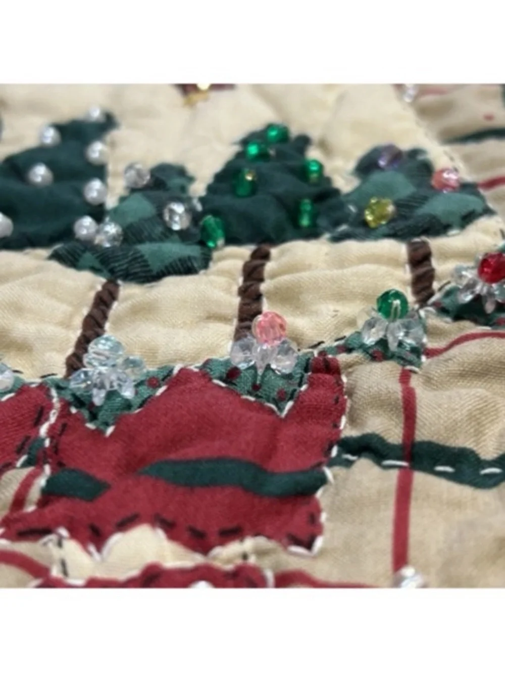 25x31 Vintage Handmade Quilt Wall Hanging Old World Angels Embroidered W Beads